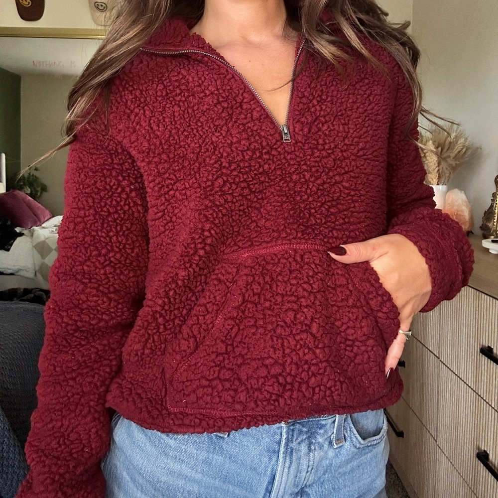 Hollister Sherpa Quarter Zip Small